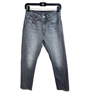 Levi's Women's 501 Jeans High Rise Tapered Leg Button Fly Gray Wash  26x30‎